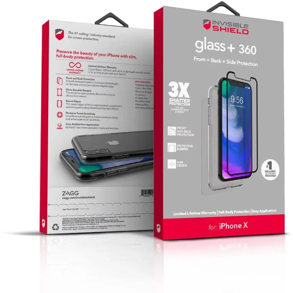 iPhone XS Glass Screen Protector -‎ Zagg Premium Front/Back/Bumper Full Body